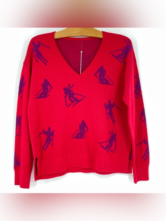 Sundance Sweaters - NWOT Sundance Catalog Red V Neck Ski “Mountain Air Sweater” small wool blend